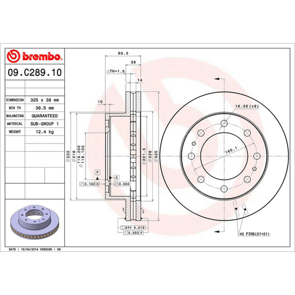 Disco De Freno Delantero Para Chevrolet Avalanche 2500 2002-2004