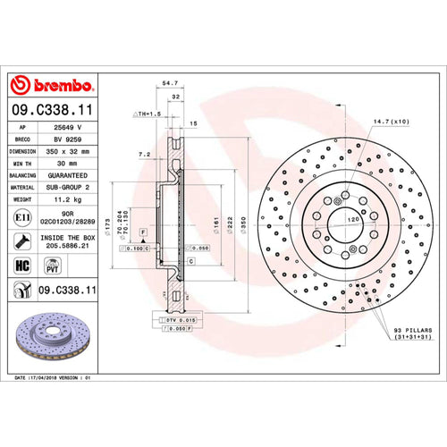 Disco De Freno Delantero Para Honda Civic 2017-2018