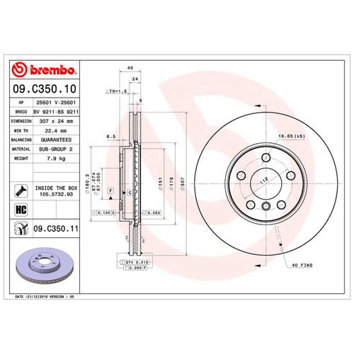 Disco De Freno Delantero Para Mini Cooper 2014-2014