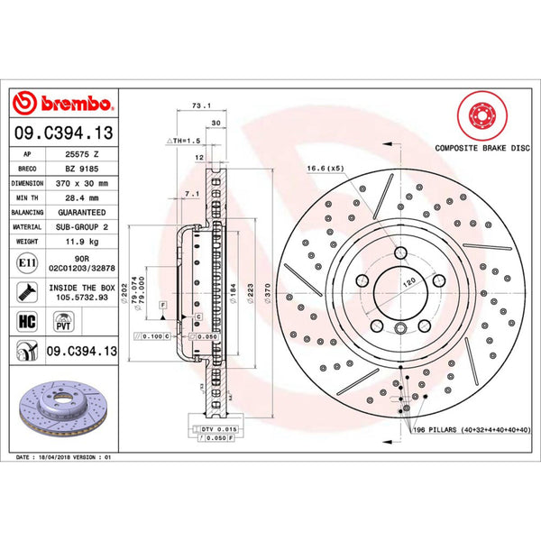 Disco De Freno Delantero Para Bmw 328I 2012-2016
