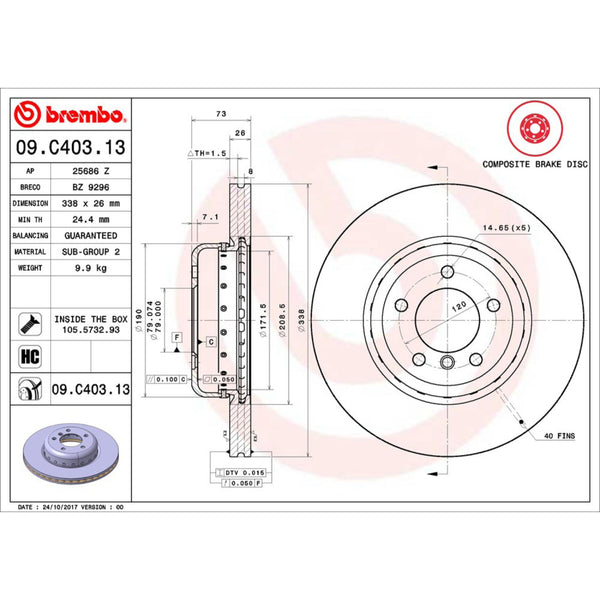 Disco De Freno Delantero Para Bmw 135I 2009-2010