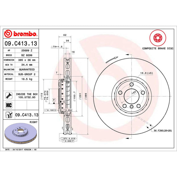 Disco De Freno Delantero Para Bmw X6 2008-2019