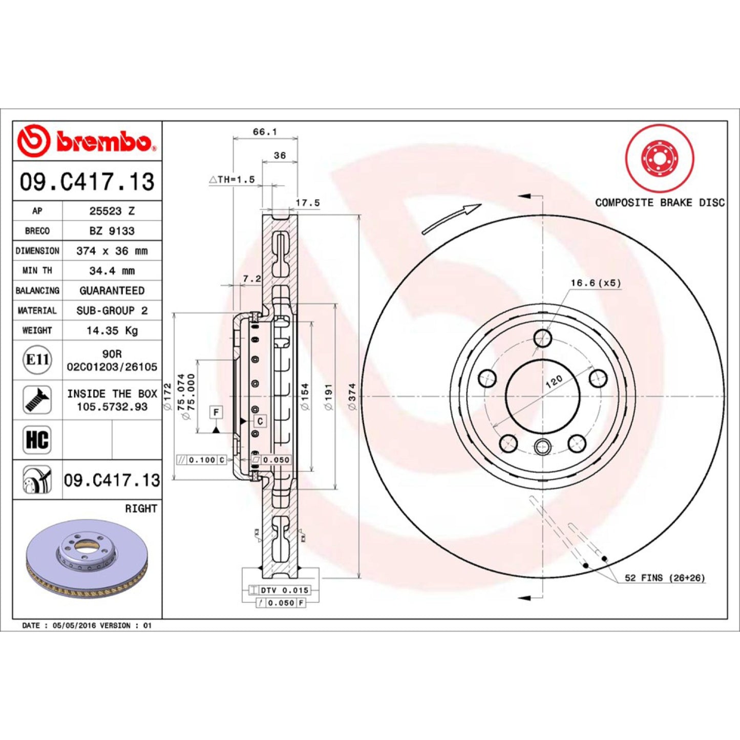 Disco De Freno Delantero Para Bmw 750I 2009-2015