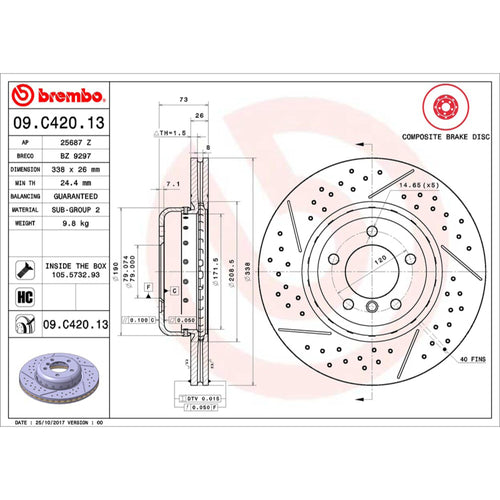 Disco De Freno Delantero Para Bmw 120I 2007-2012