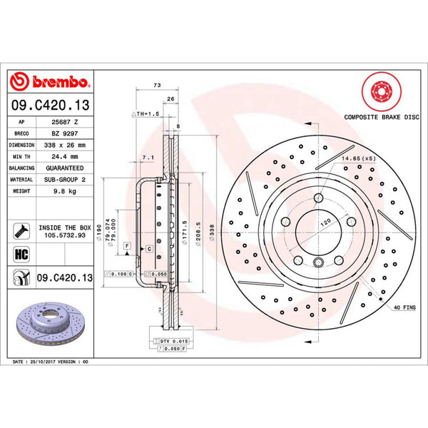 Disco De Freno Delantero Para Bmw 120I 2007-2012