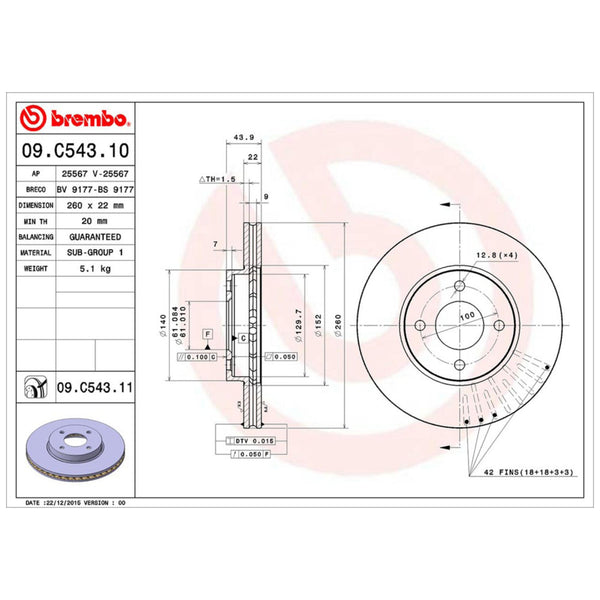 Disco De Freno Delantero Para Nissan Versa 2012-2019