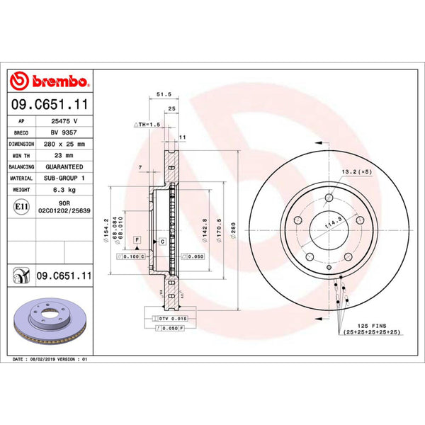 Disco De Freno Delantero Para Mazda 3 2014-2018