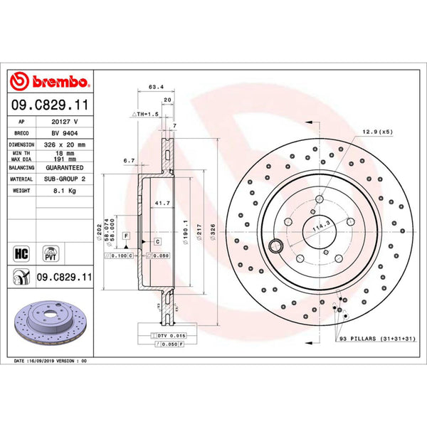 Disco De Freno Trasero Para Subaru Wrx Sti 2018-2020