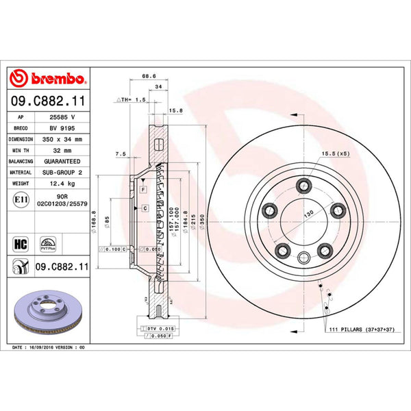 Disco De Freno Delantero Para Porsche Cayenne 2003-2013