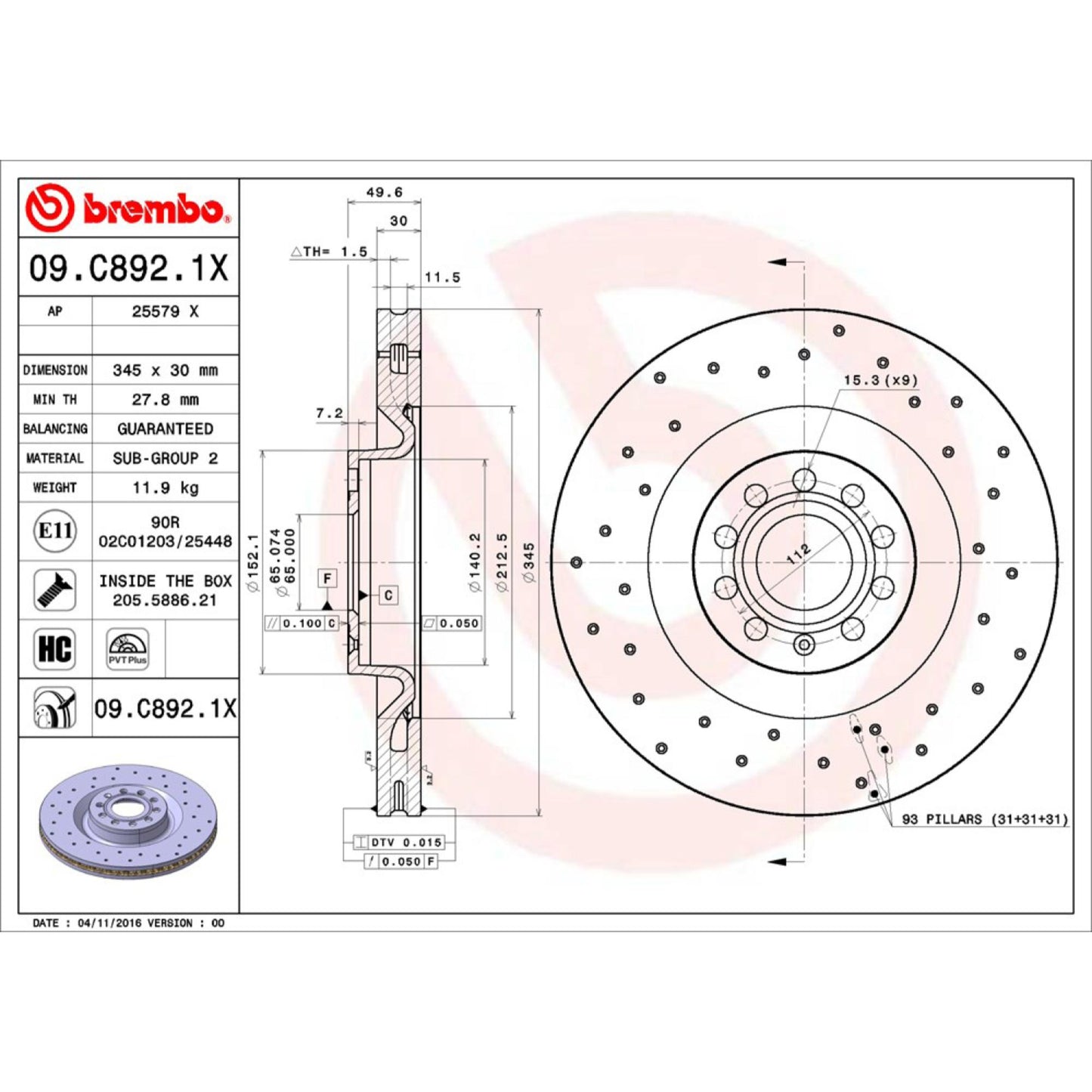 Disco De Freno Delantero Para Volkswagen Passat 2006-2010