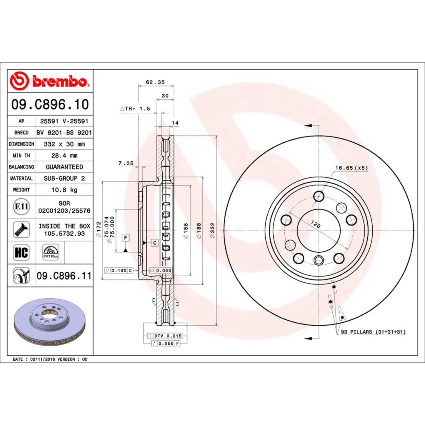 Disco De Freno Delantero Para Bmw X5 2000-2006