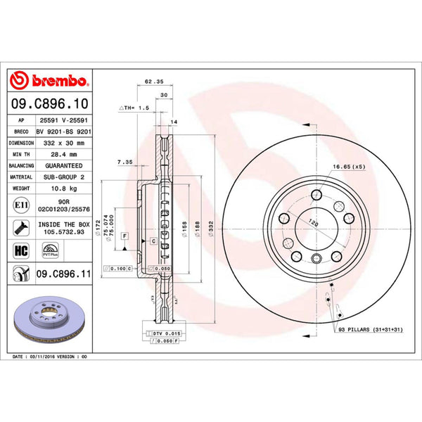 Disco De Freno Delantero Para Bmw X5 2000-2006