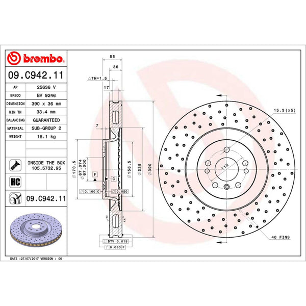 Disco De Freno Delantero Para Mercedes-Benz Ml63 Amg 2007-2011