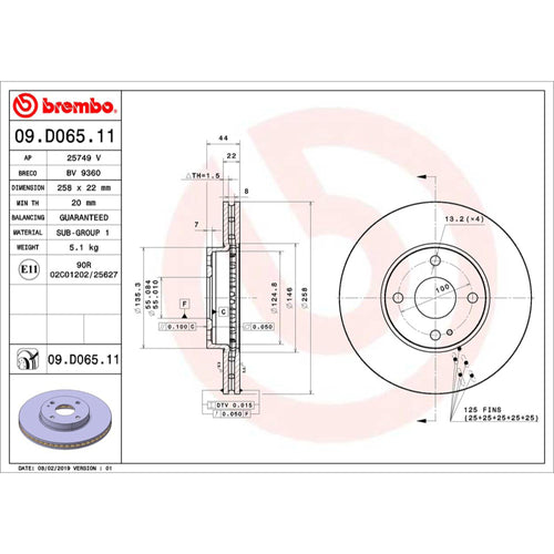 Disco De Freno Delantero Para Mazda 2 2016-2019