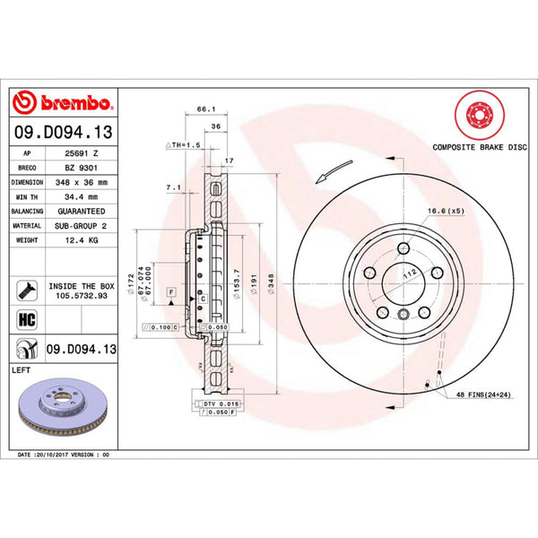 Disco De Freno Delantero Para Bmw 740I 2016-2021
