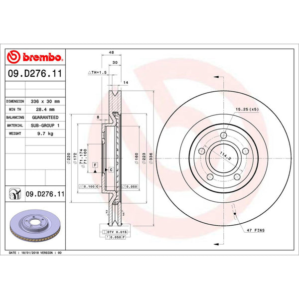Disco De Freno Delantero Para Ford Mustang 2011-2014