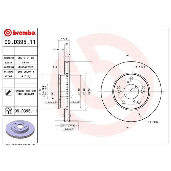 Disco De Freno Delantero Para Honda Civic 2012-2015