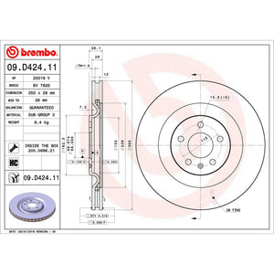 Disco de Freno Trasero para Audi Q7 2017-2022 350 mm 28 mm de espesor 5 birlos