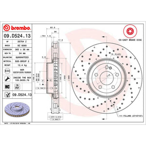 Disco de Freno Delantero para Mercedes-Benz GLC300 2016-2022 360 mm 36 mm de espesor 5 birlos