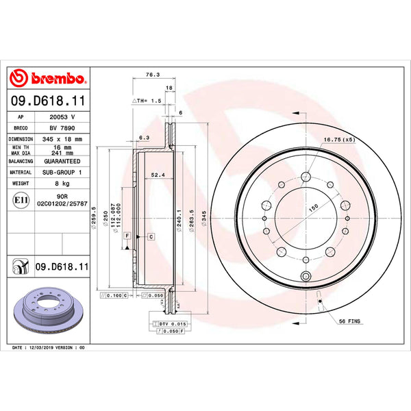 Disco De Freno Trasero Para Toyota Tundra 2007-2021
