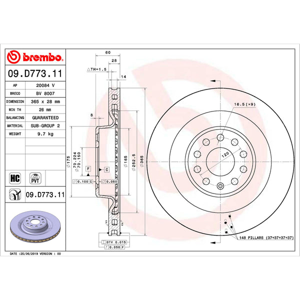 Disco De Freno Trasero Para Tesla S 2012-2020