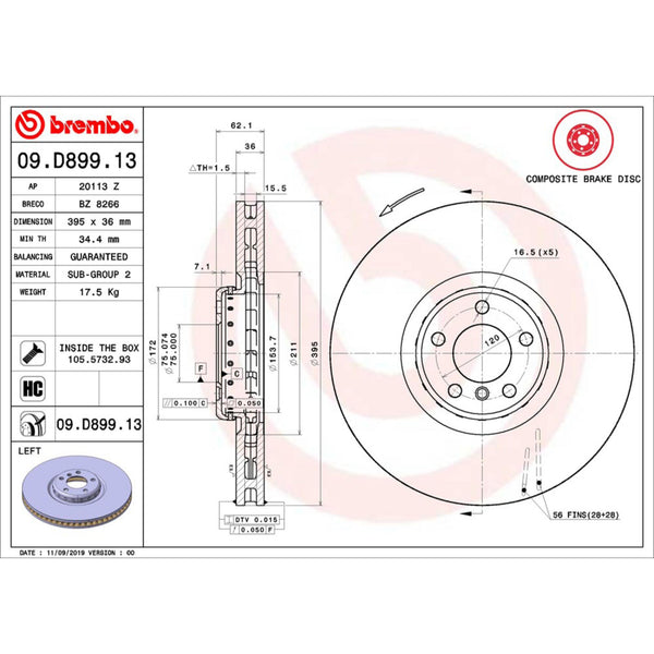 Disco De Freno Delantero Para Bmw X5 2010-2018