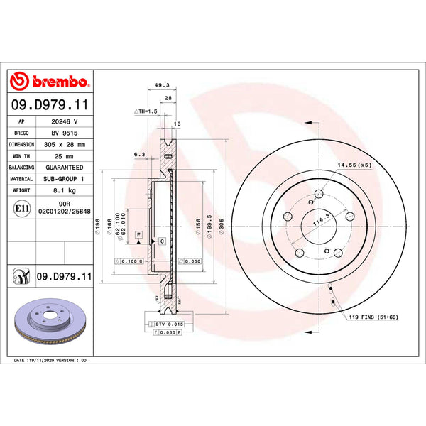 Disco De Freno Delantero Para Toyota Camry 2018-2021