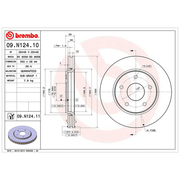 Disco De Freno Delantero Para Chrysler Town & Country 2008-2016