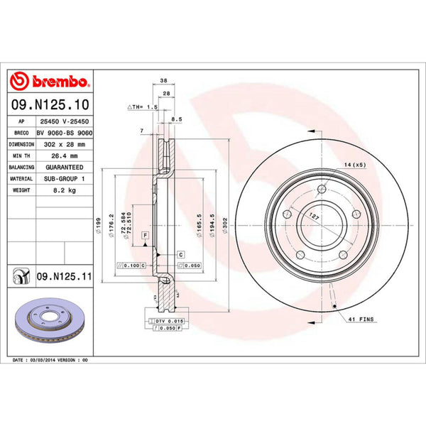 Disco De Freno Delantero Para Dodge Journey 2009-2013