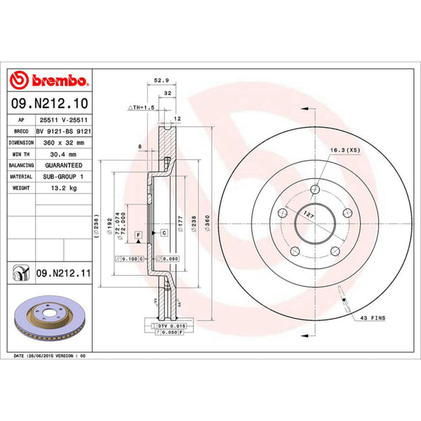 Disco De Freno Delantero / Trasero Para Jeep Grand Cherokee 2006-2010
