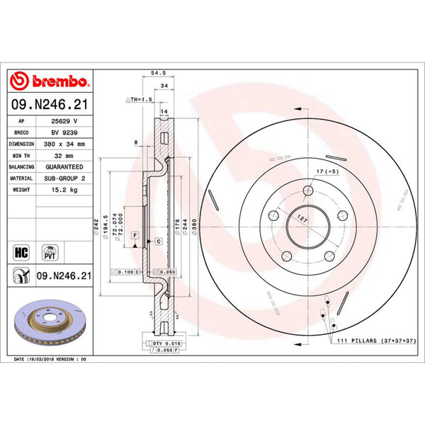 Disco De Freno Delantero Para Jeep Grand Cherokee 2012-2020