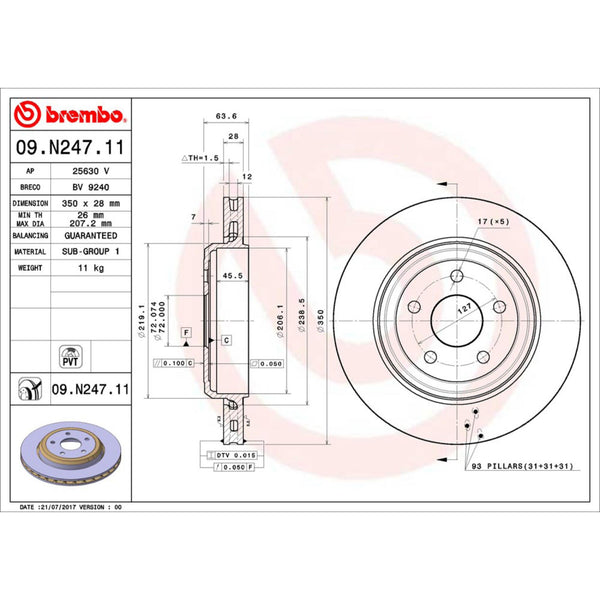Disco De Freno Trasero Para Jeep Grand Cherokee 2012-2020