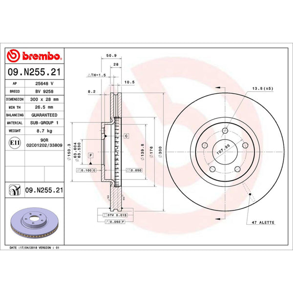 Disco De Freno Delantero Para Ford Fusion 2013-2020