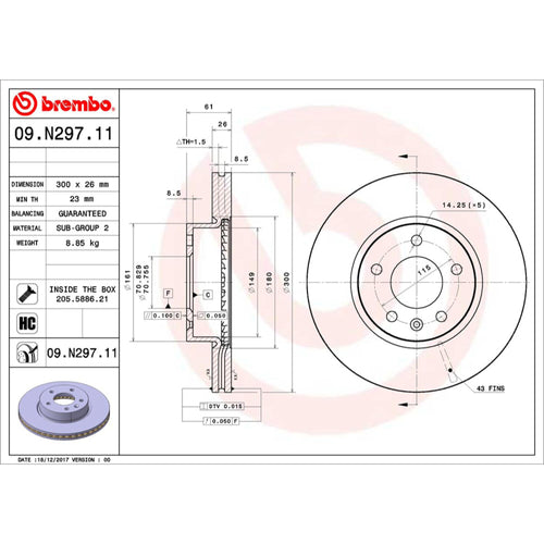 Disco De Freno Delantero Para Cadillac Ats 2013-2016