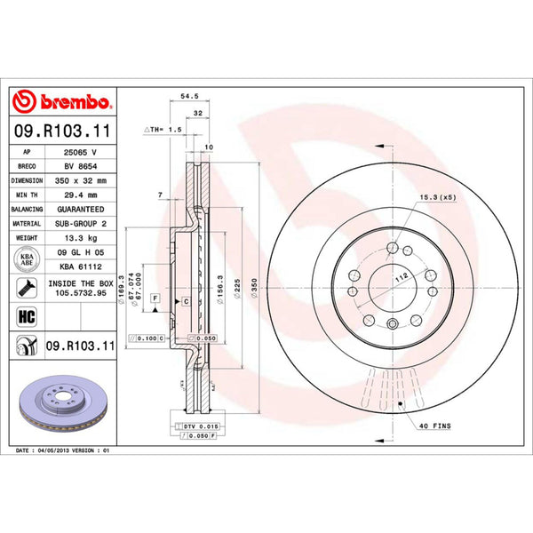 Disco De Freno Delantero Para Mercedes-Benz Ml500 2005-2009