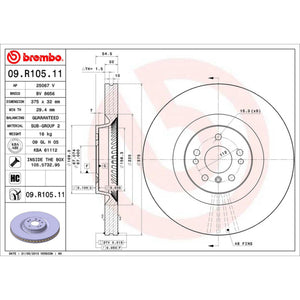 Disco De Freno Delantero Para Mercedes-Benz Ml500 2005-2009