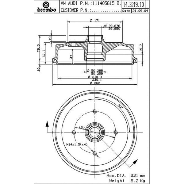 Tambor De Freno Delantero Para Volkswagen Beetle 1968-1977