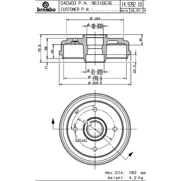 Tambor De Freno Trasero Para Pontiac Matiz 2004-2010