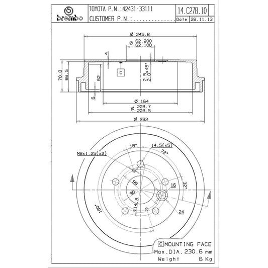 Tambor De Freno Trasero Para Toyota Camry 2002-2005