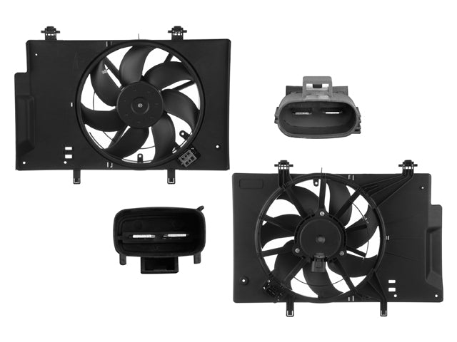 Motoventilador de Radiador Sencillo para Ford Fiesta 2011-2017 L4 1.6L Completo con Resistencia 2+2 Pines
