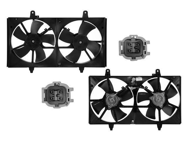 MOTOVENTILADOR NS ALTIMA 02-06 L4 2.5/V6 3.5L DOBLE COMPLETO 4 Y 4 PINES KF