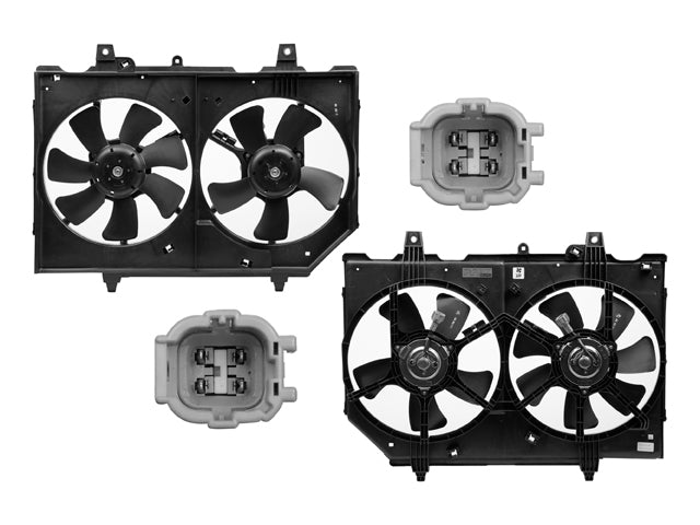 MOTOVENTILADOR NS X-TRAIL 01-13 L4 2.5L DOBLE COMPLETO 4 Y 4 PINES KS