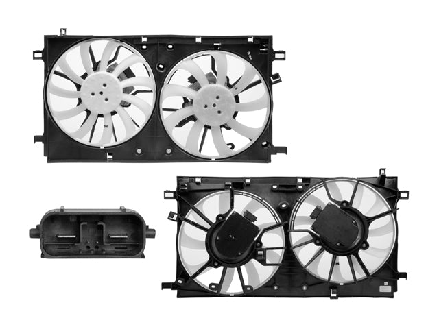 MOTOVENTILADOR TY PRIUS 17-22 L4 1.8L C/MOTORES BRUSHLESS DOBLE COMPLETO 2 Y 2 PINES KS