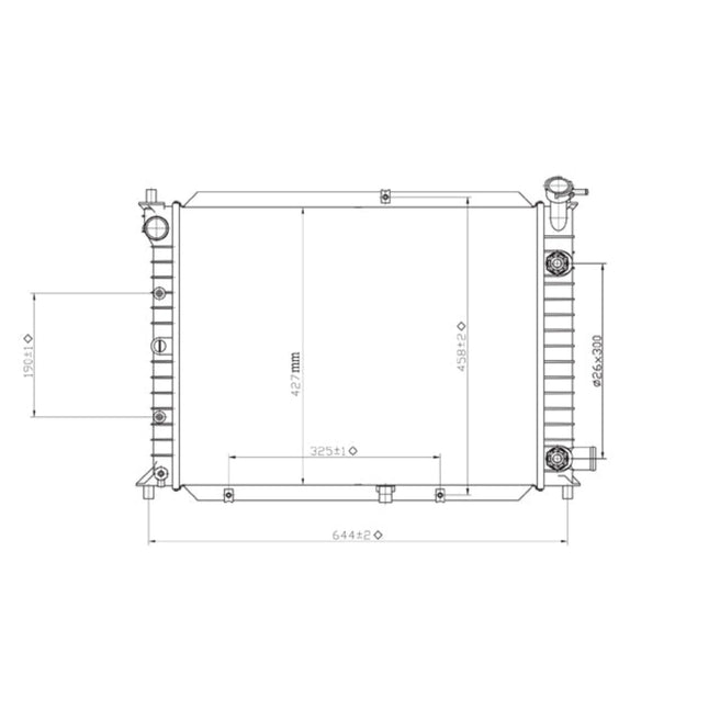 Radiador Fd Escort 91-02 L4 1.8, 1.9, 2.0 Lts Aut S/Aa 21 2/3X16 4/5X26Mm Alum Sold Polar