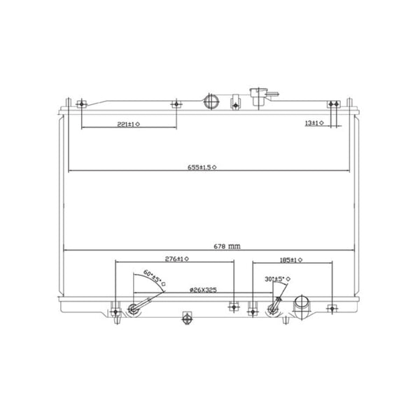 Radiador Hd Odyssey/Oasis 95-98 L4 2.2, 2.3 Lts Aut C/Aa 16 3/4X26 2/3X16Mm Alum Sold Polar