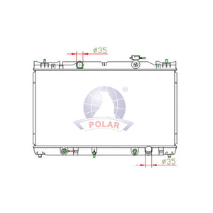 Radiador 16mm Camry Automático 2002-2006 Polar