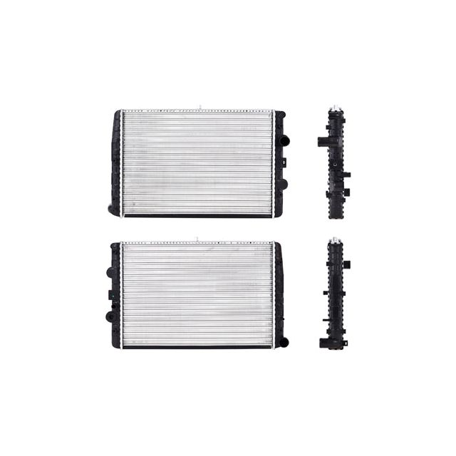 RADIADOR VW POINTER 97-10 L4 1.6, 1.8, 2.0 LTS S/AA STD 18 1/2X13 2/5X23MM ALUM MEC POLAR