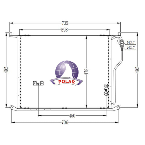 Condensador A/C Sin Secador CL 2000-2006 Polar