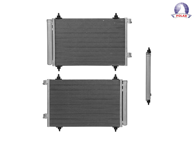 CONDENSADOR DE AIRE PG PARTNER 11-14 L4 1.6/2.0 LTS AUT/STD C/SECADOR GAS/DIESEL 21 2/3X14X16MM ALUM SOLD POLAR