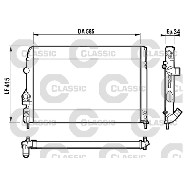 Radiador para Renault Megane 2001-2003 L4 2.0L without coolant regulator